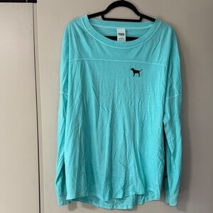 PINK Victoria's Secret Aqua Long Sleeve Tee